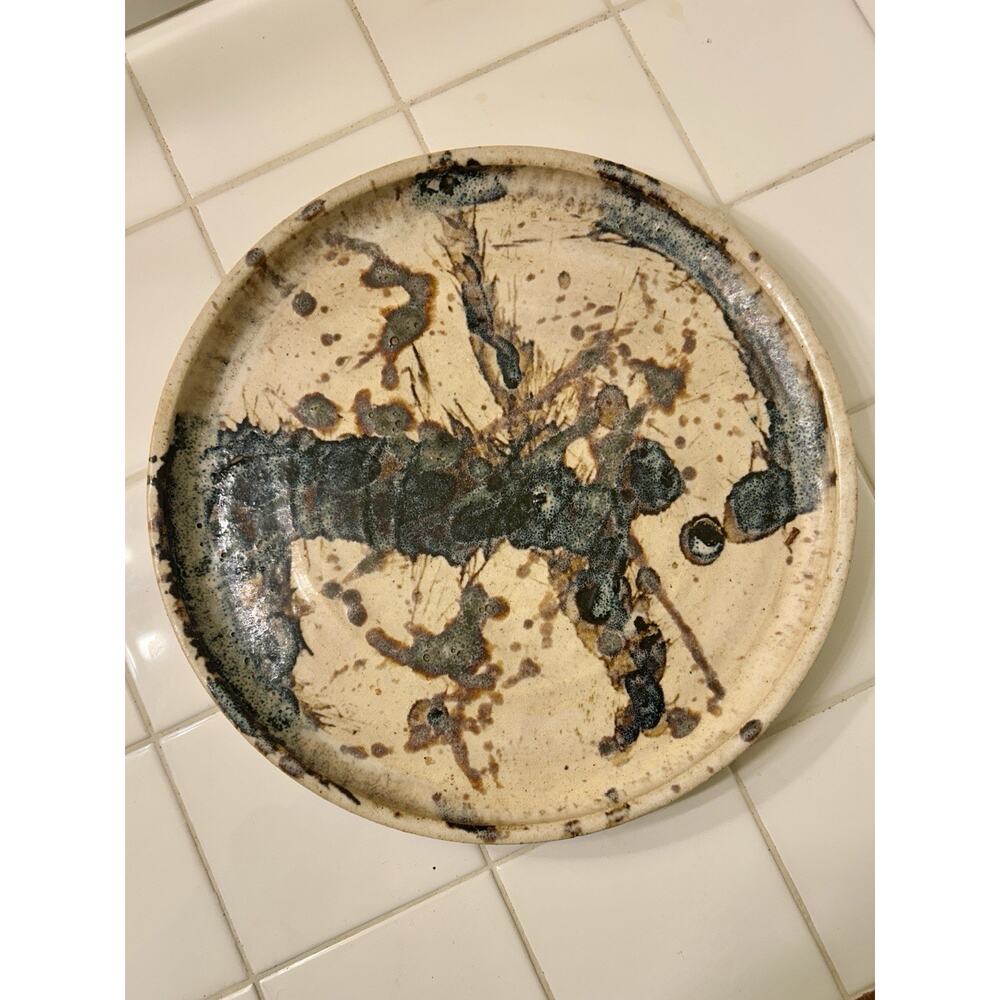 Vintage studio pottery 13” serving Tray signed And Dated 1979 Earthenware Modern